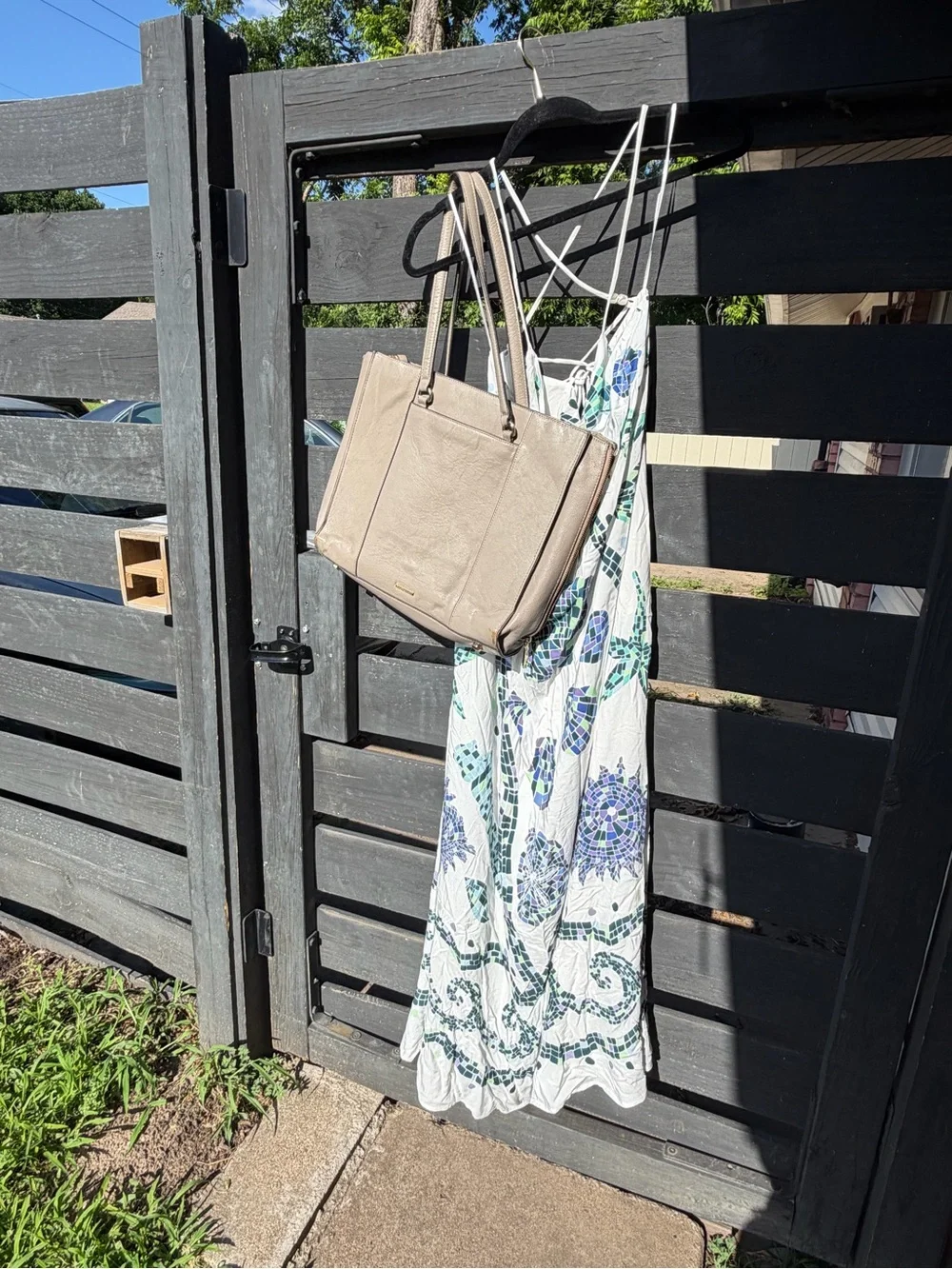 Rebecca Minkoff Metallic Grey/Greige Leather Tote
